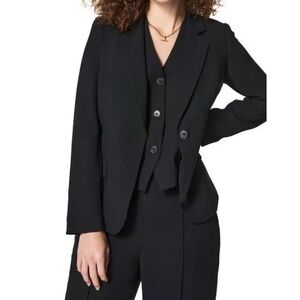SPANX Women's satin black crepe blazer